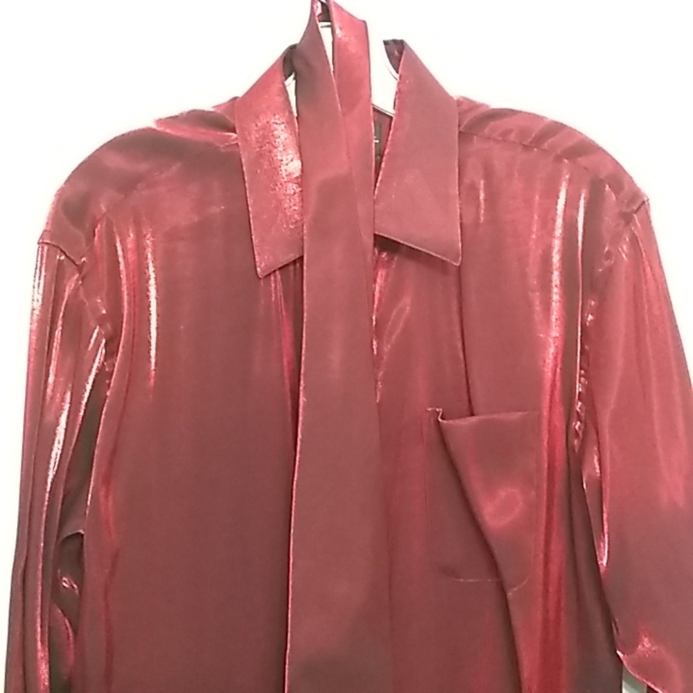 MENS Diamante lustrous claret shirt set
